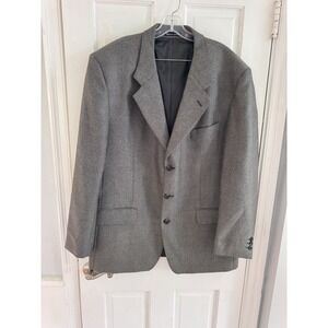 Yves Saint Laurent Men's Blazer 100% Worsted Wool Gray Micro Hounds‎ Sz 46L YSL